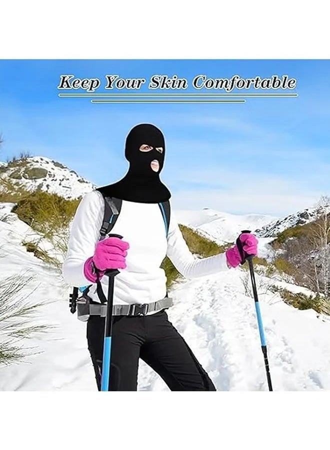 San Yi 3 Hole Balaclava Full Face Mask Unisex Winter Neck Warm Knitted Balaclava Face Cover for Men Women Outdoor Sport Fishing Skiing One Size Fit All (Black) - Image 4